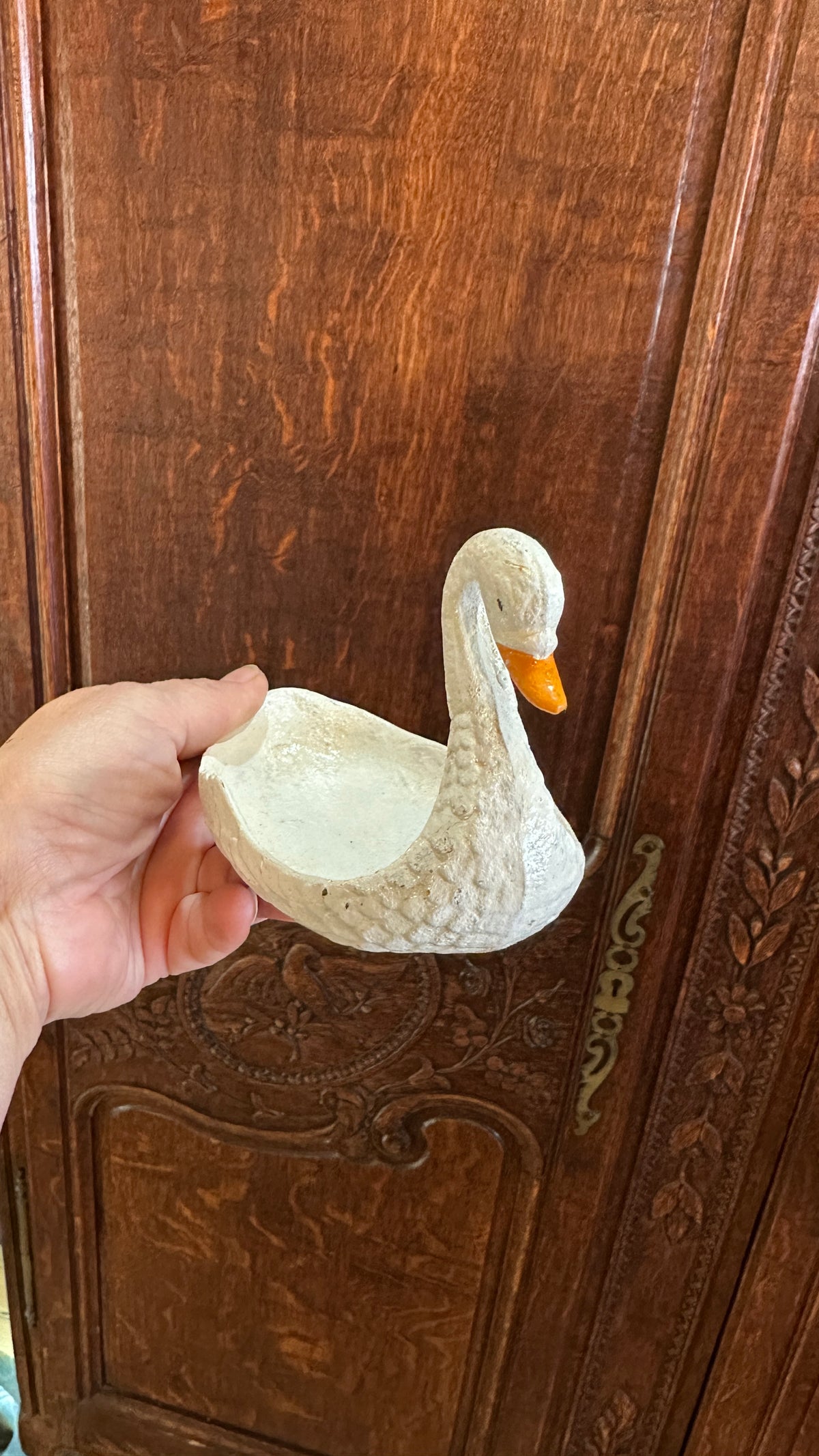Cast iron Swan, coin or trinket holder