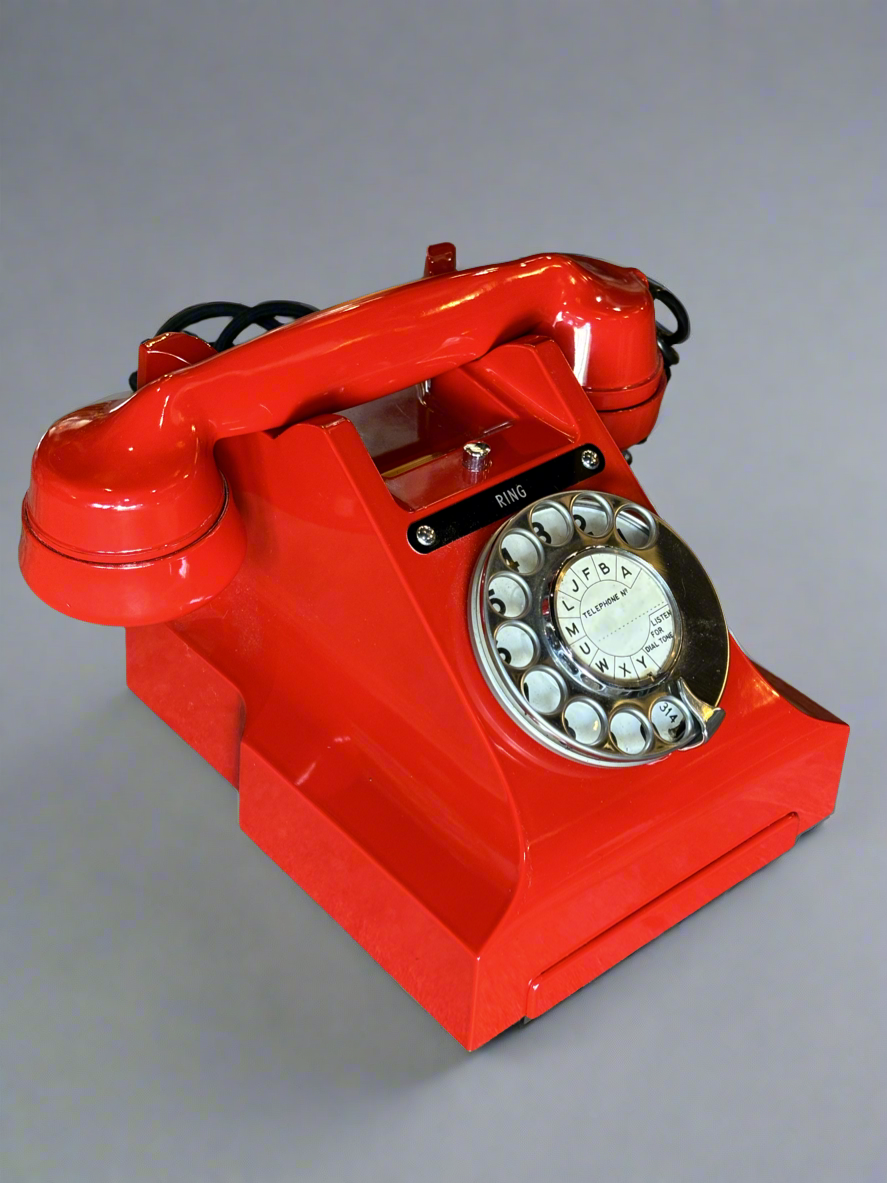 Restored Bakelite Red PMG Rotary Dial Phone