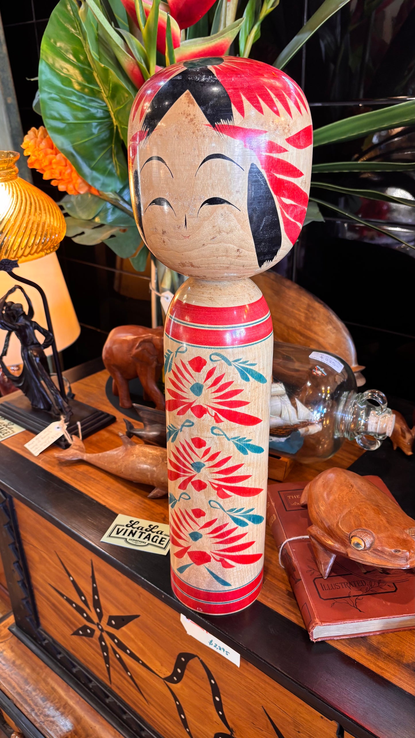 Large Vintage Japanese Kokeshi Doll – 56cm Naruko Style by Shinzō (c. 1960s–70s)