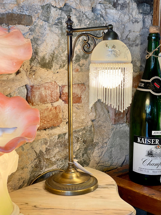 Stunning Tasselled Lamp with Frosted Glass Shade