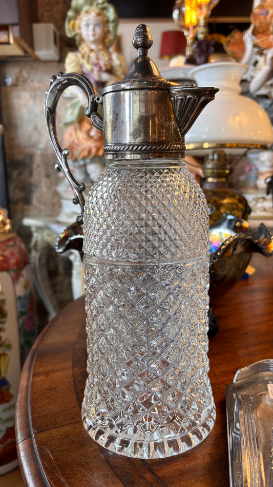 Mid-20th Century Silver-Plated and Cast Glass Claret Jug