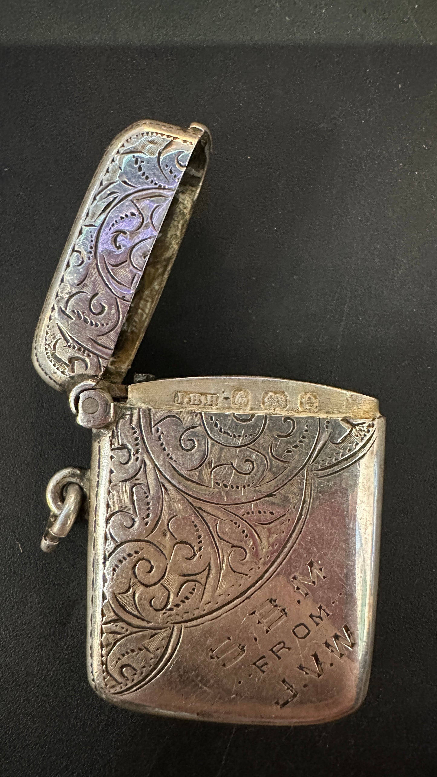 Antique Edwardian Sterling Silver Vesta Case, Birmingham 1904