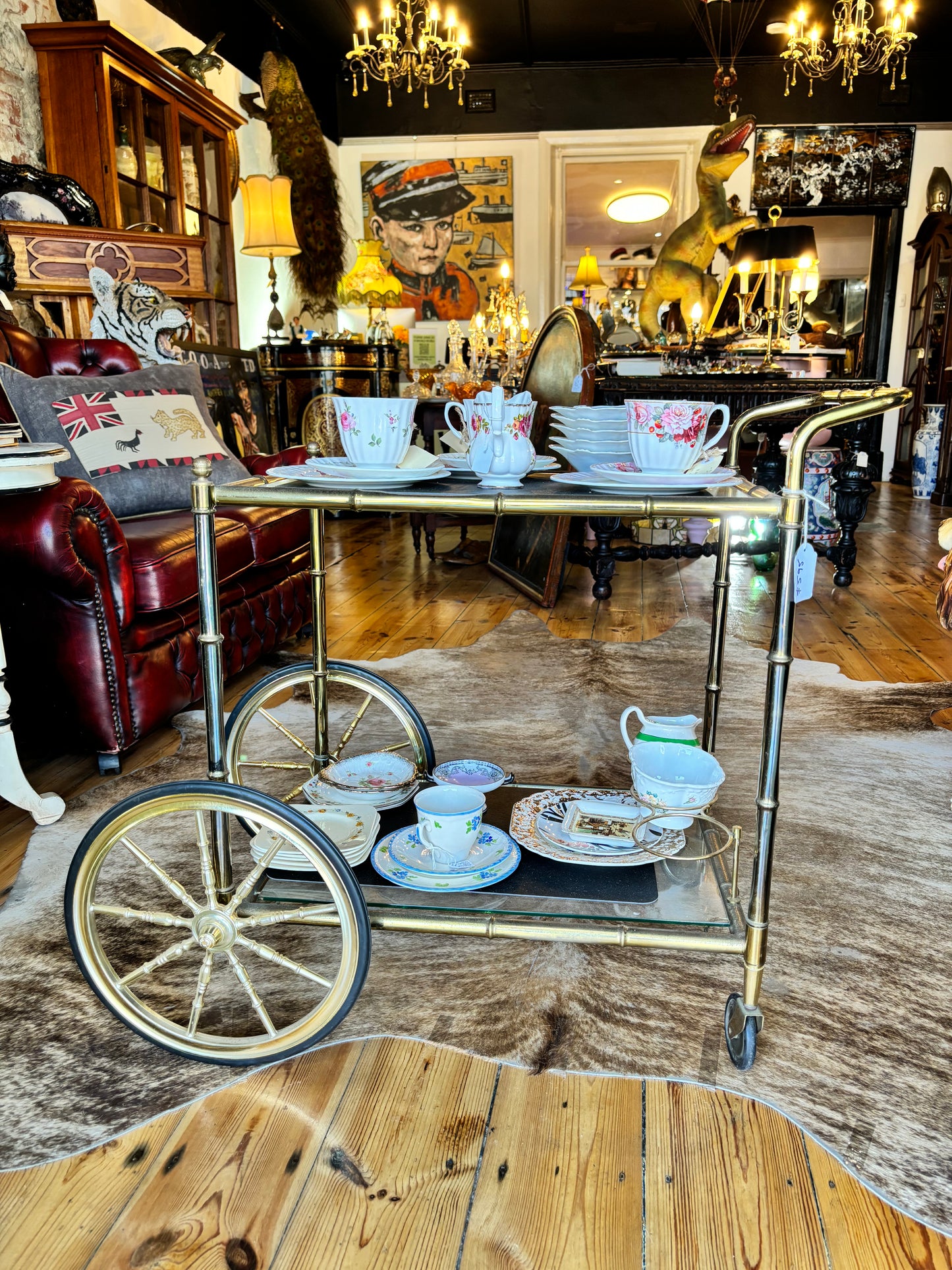 Elegant Brass Drinks Trolley