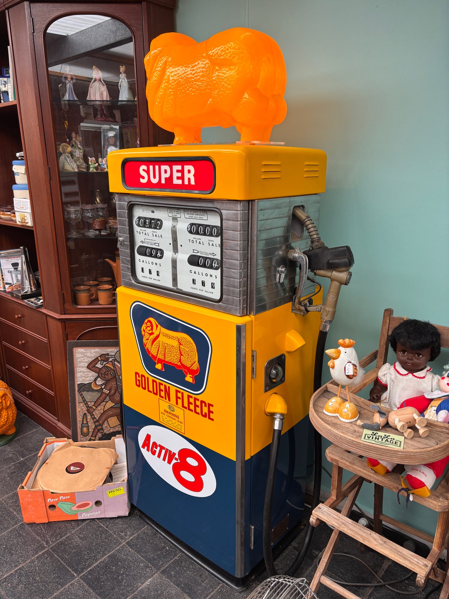 Vintage Wayne Golden Fleece Petrol Bowser Fridge – Rare Dual Hose Service Station Pump