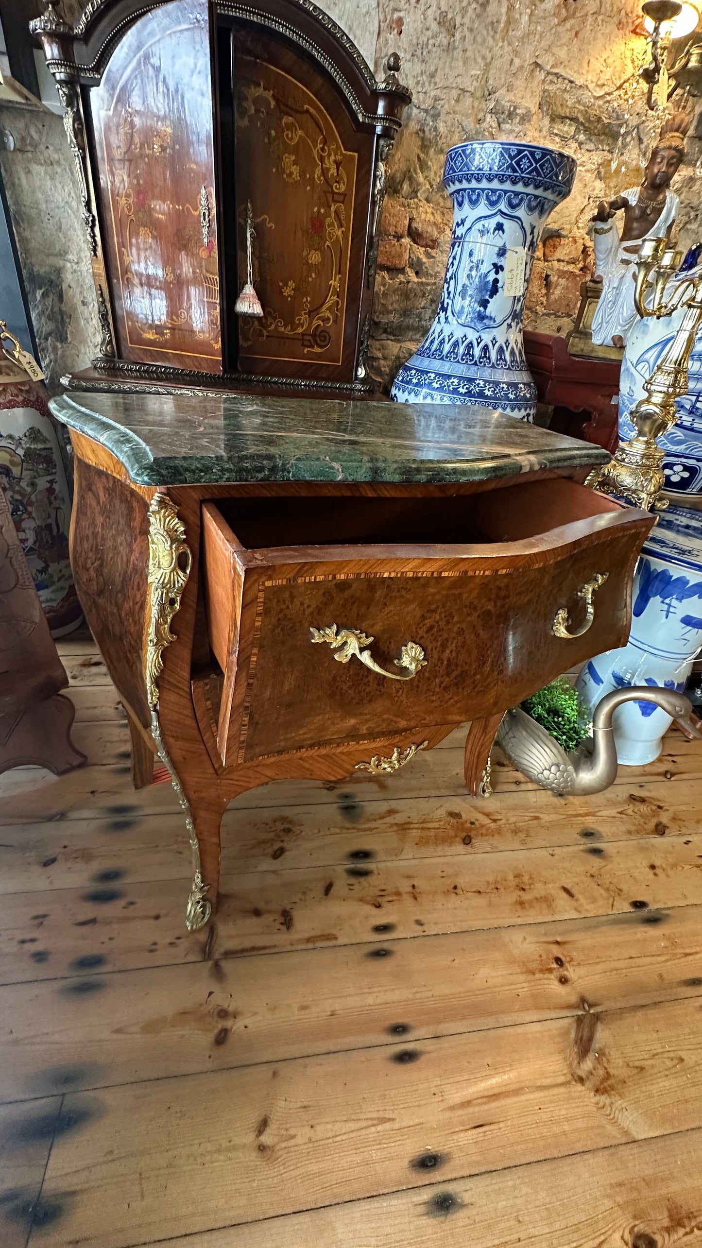 Beautiful Louis XV style marble top commode with two drawers