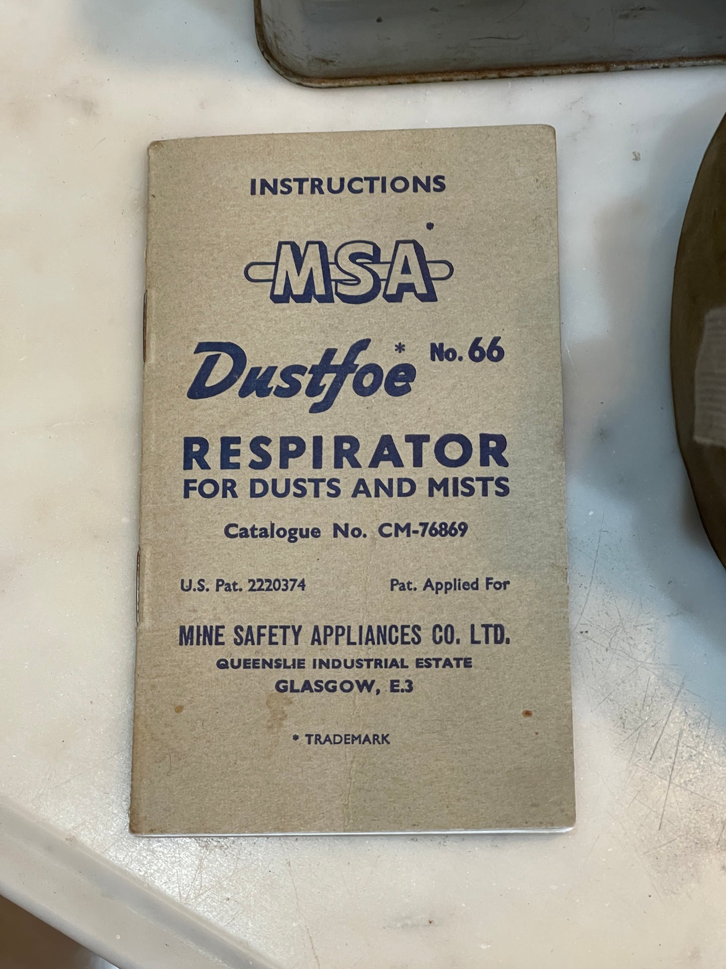 c.1950s MSA Dustfoe No. 66 Respirator - Complete with Tin and Instructions