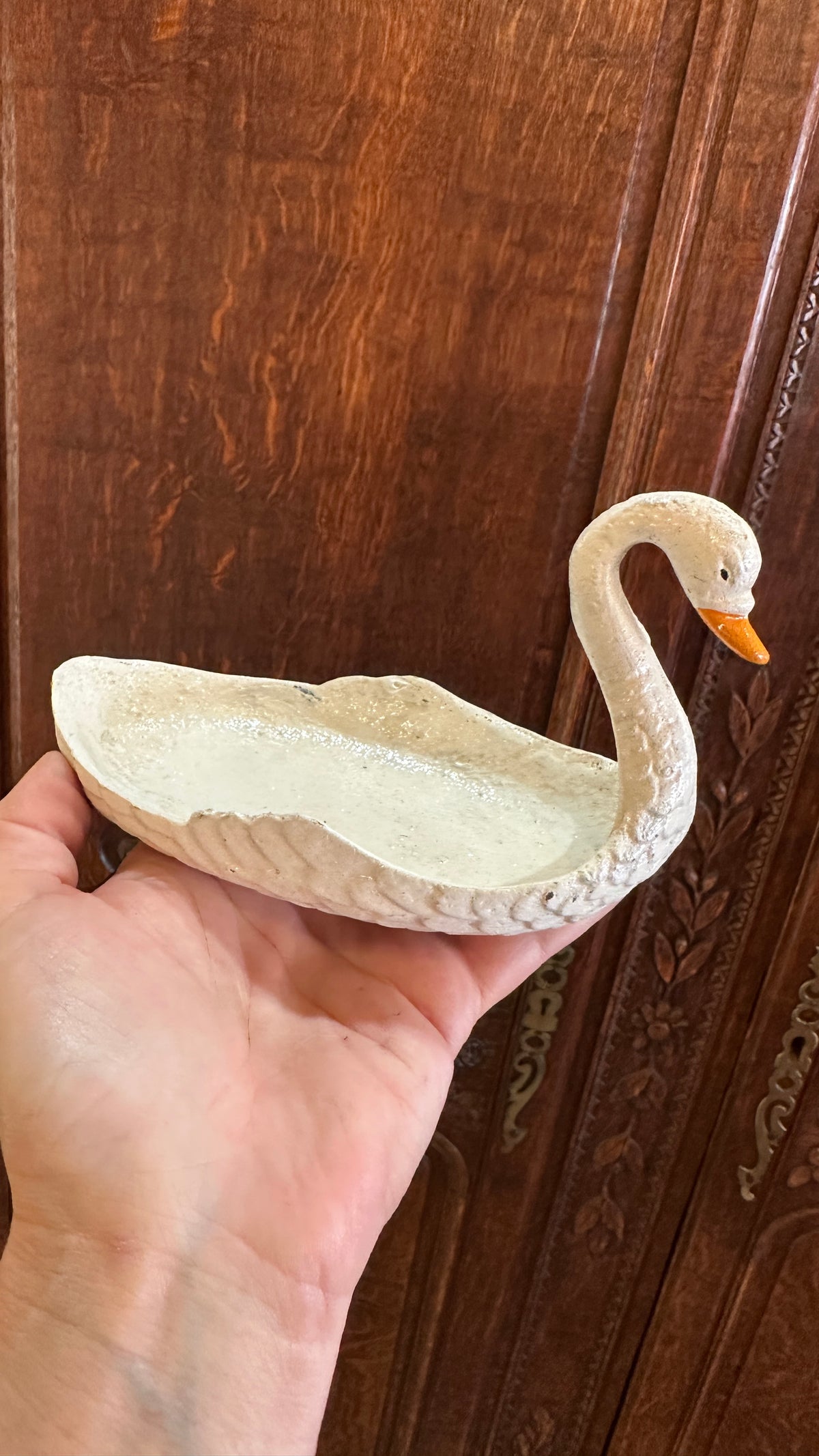 Cast iron Swan, coin or trinket holder