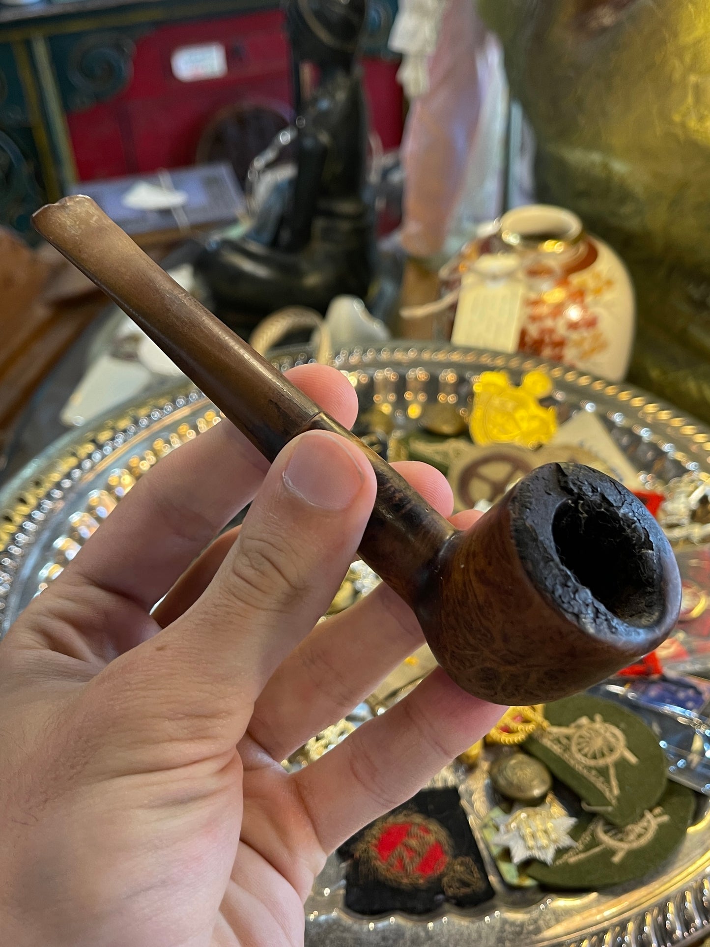 Vintage Unmarked Wooden Smoking Pipe – Classic Briar Design