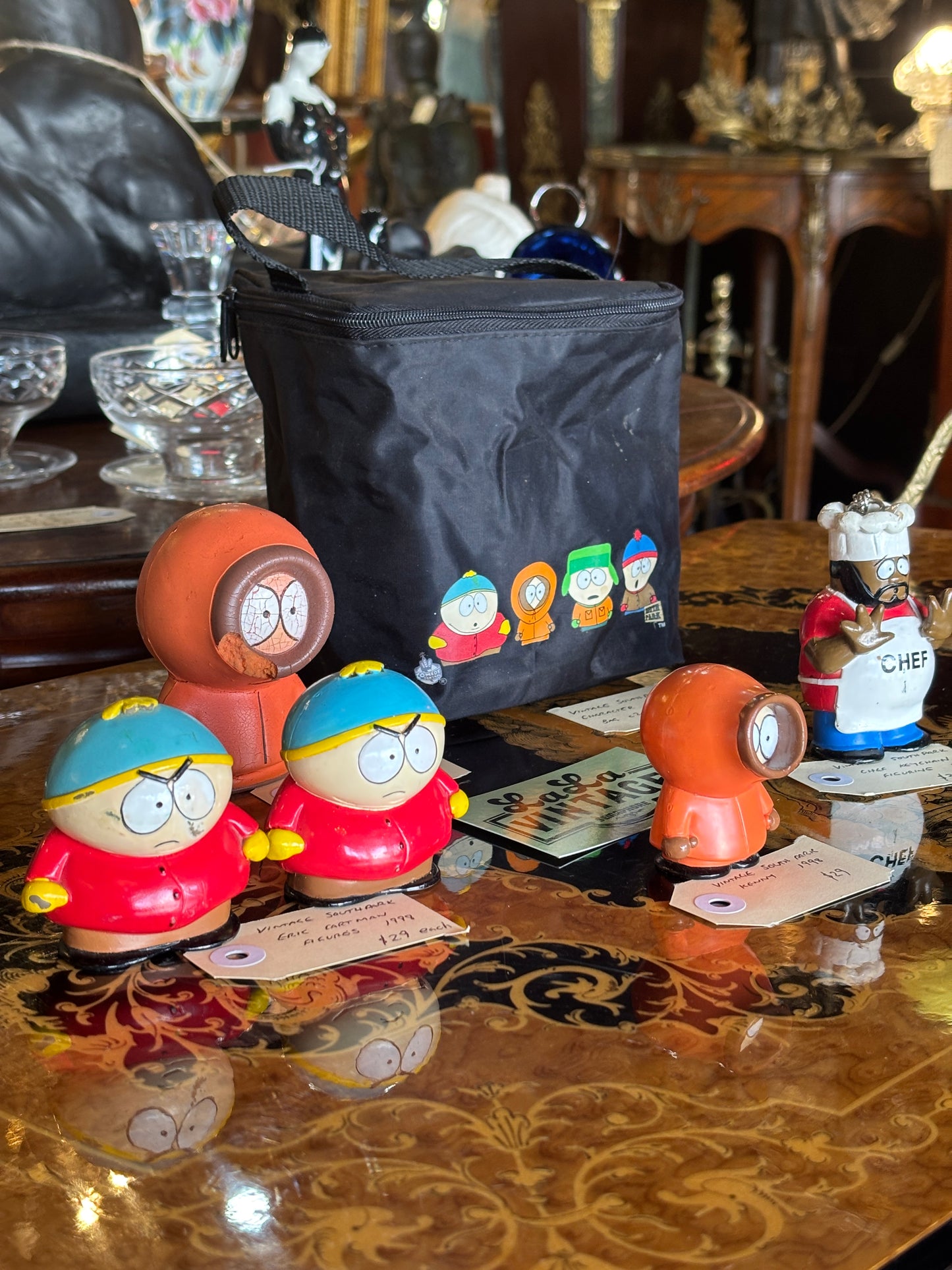 Vintage South Park Collection: Figures & Fabric Bag - 1998 Rare Collectibles - For Individual Sale