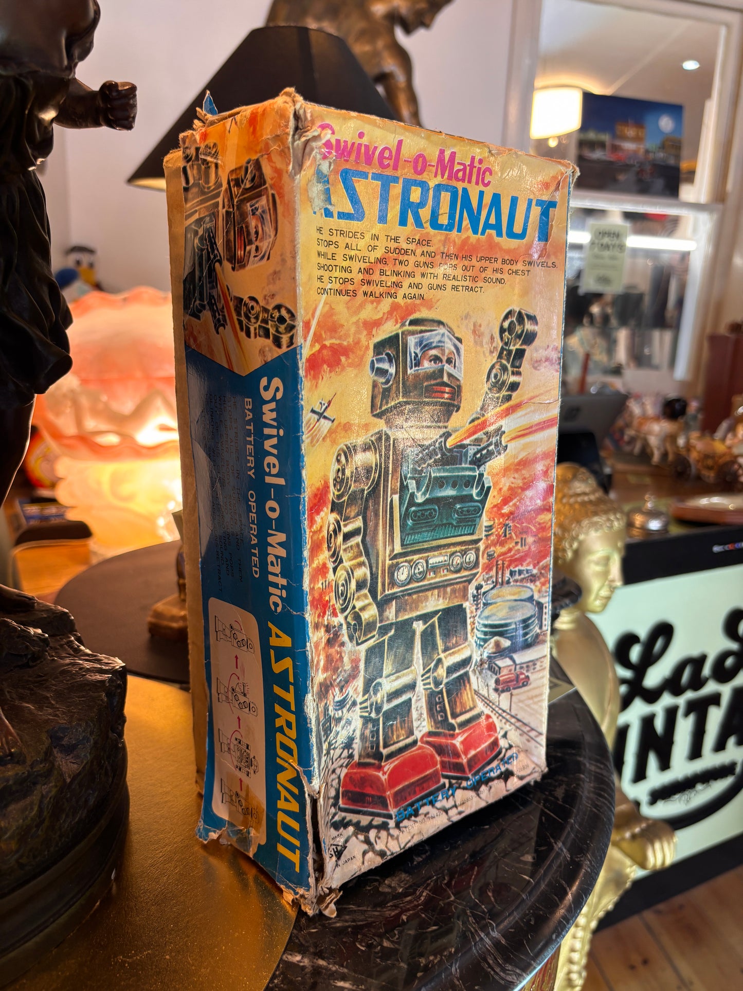 Vintage 1960s Swivel-o-Matic Astronaut Robot – Battery Operated – Made in Japan – Boxed 29cm