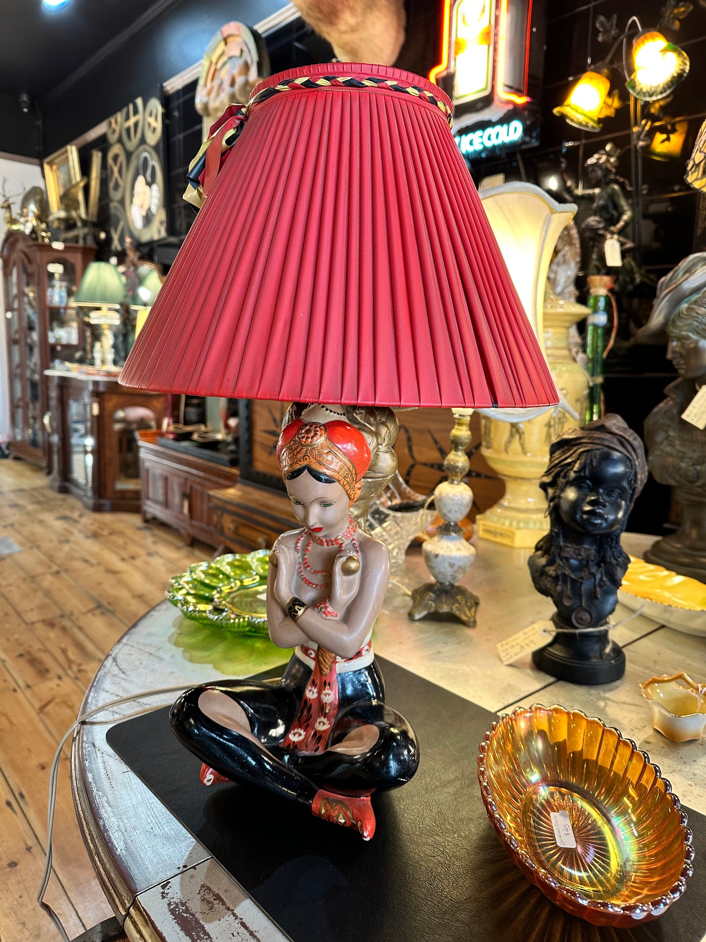 Persian Lady Lamp with Shade, 1950s