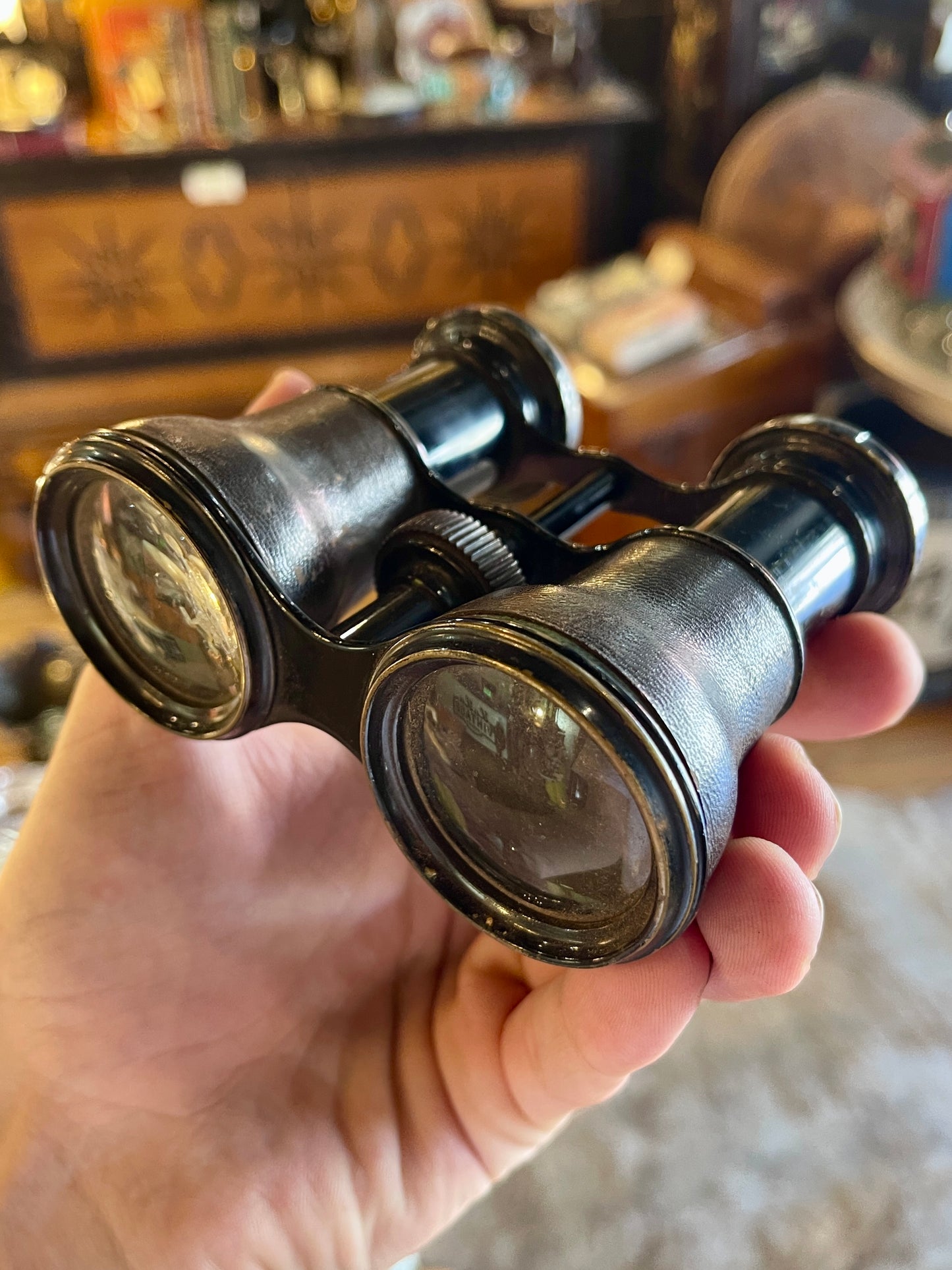 Antique Black Opera Glasses Binoculars with Leather Case – Circa 1900