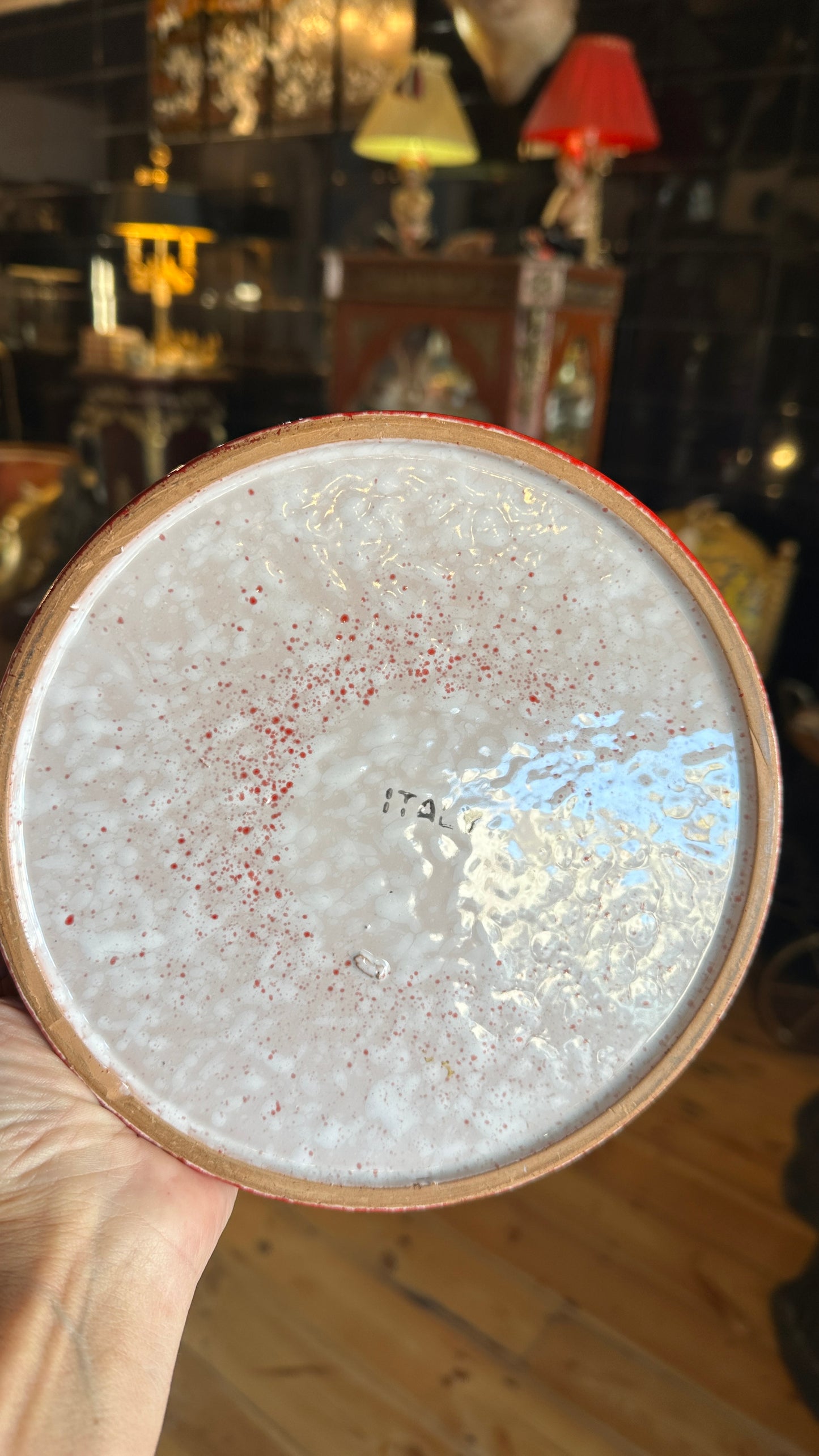 Mid century Italian, red glazed pottery, diameter: 20cm