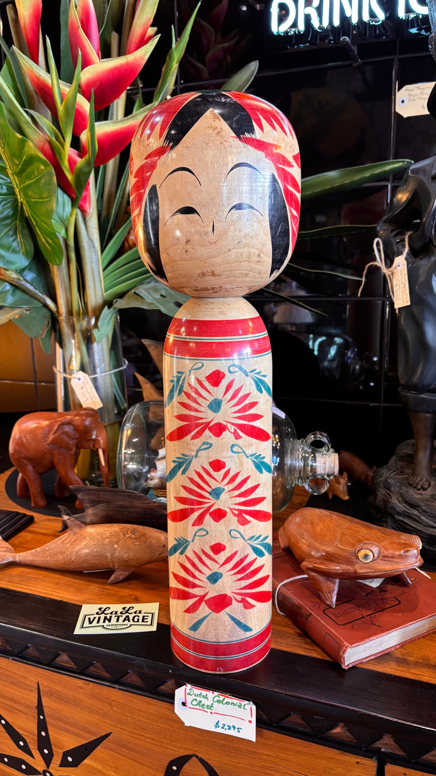 Large Vintage Japanese Kokeshi Doll – 56cm Naruko Style by Shinzō (c. 1960s–70s)