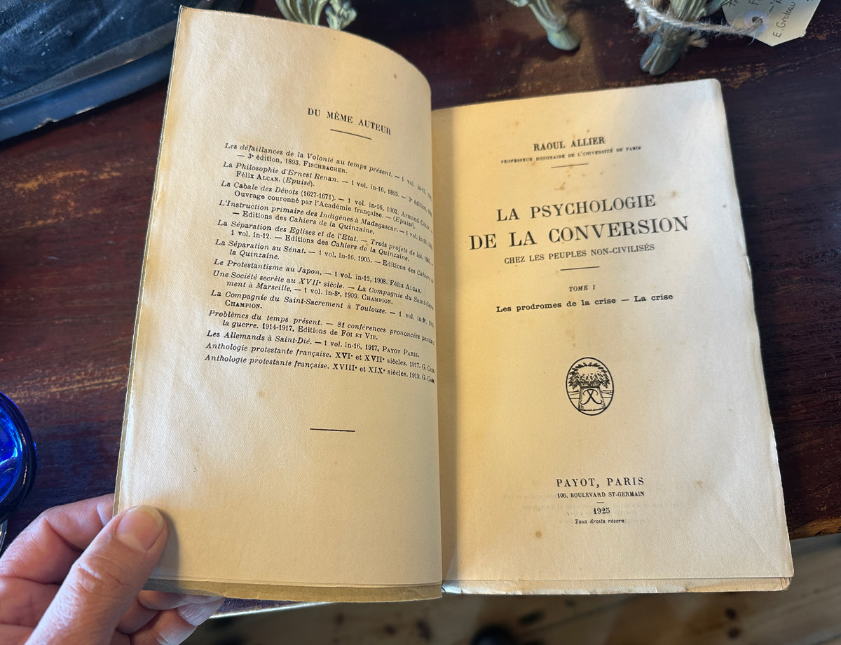 Rare 1925 First Edition: La Psychologie de la Conversion (Tome 1) - Raoul Allier