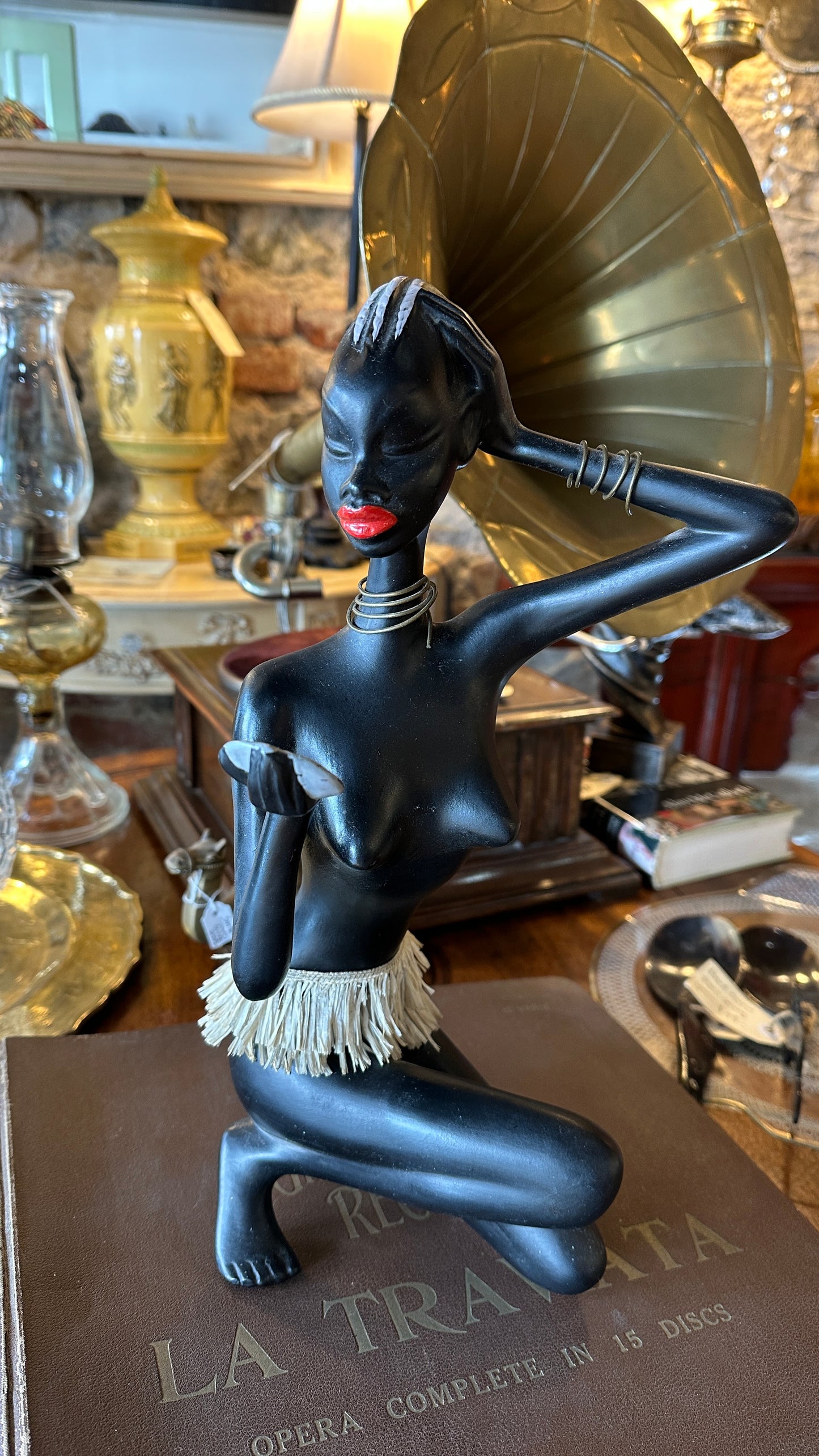 Cortendorf Lady Figurine with Grass Skirt 36cm H x 36cm W