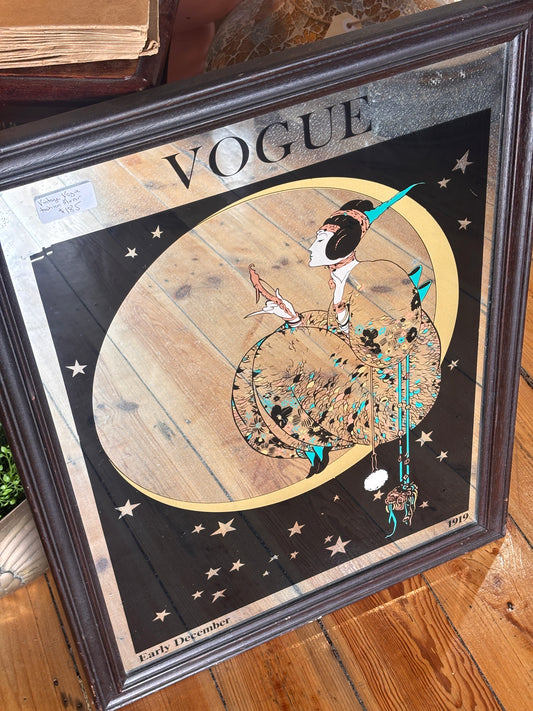 1970s Vintage Vogue Art Deco Mirror – Early December 1919 Cover | Patinated Glass