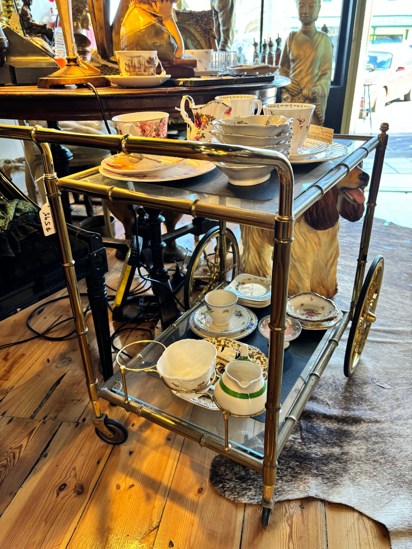 Elegant Brass Drinks Trolley