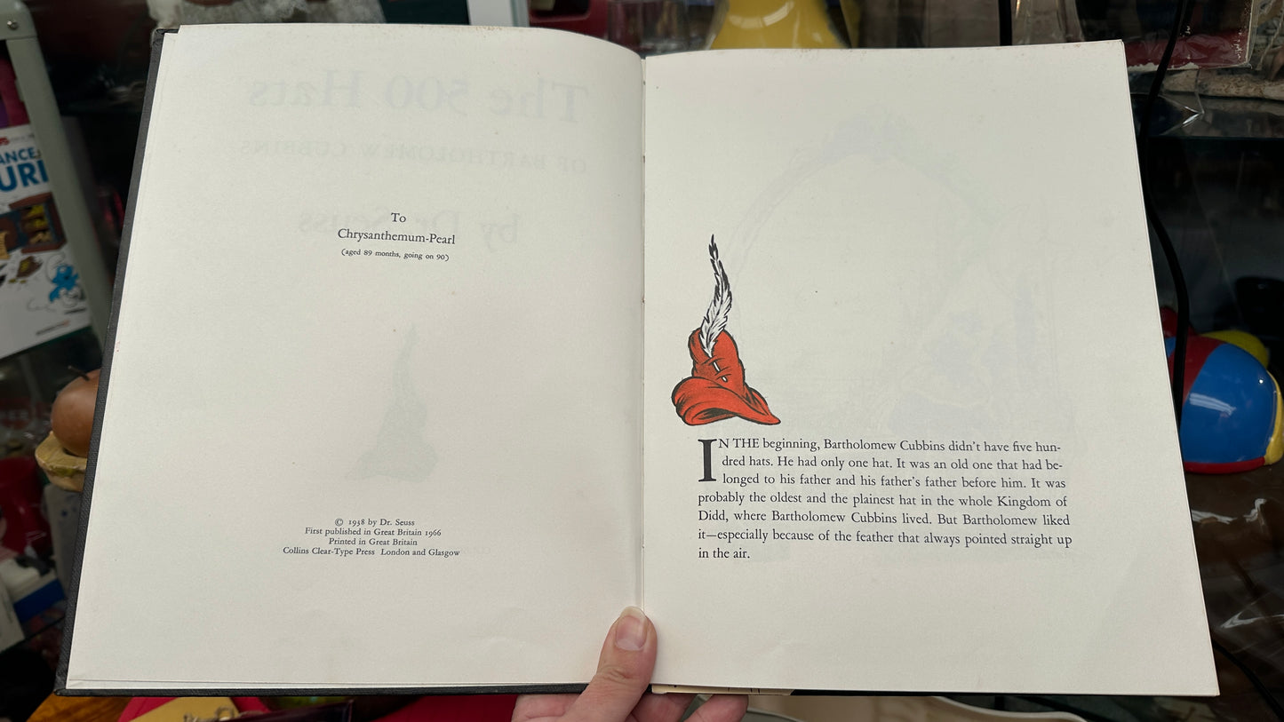 Vintage Dr. Seuss "The 500 Hats of Bartholomew Cubbins" Hardcover Book
