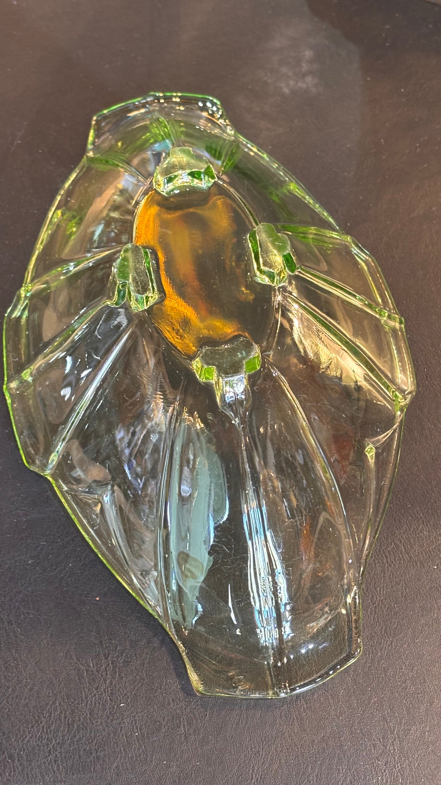 Vintage Uranium Glass Bowl – Art Deco Style, 30cm