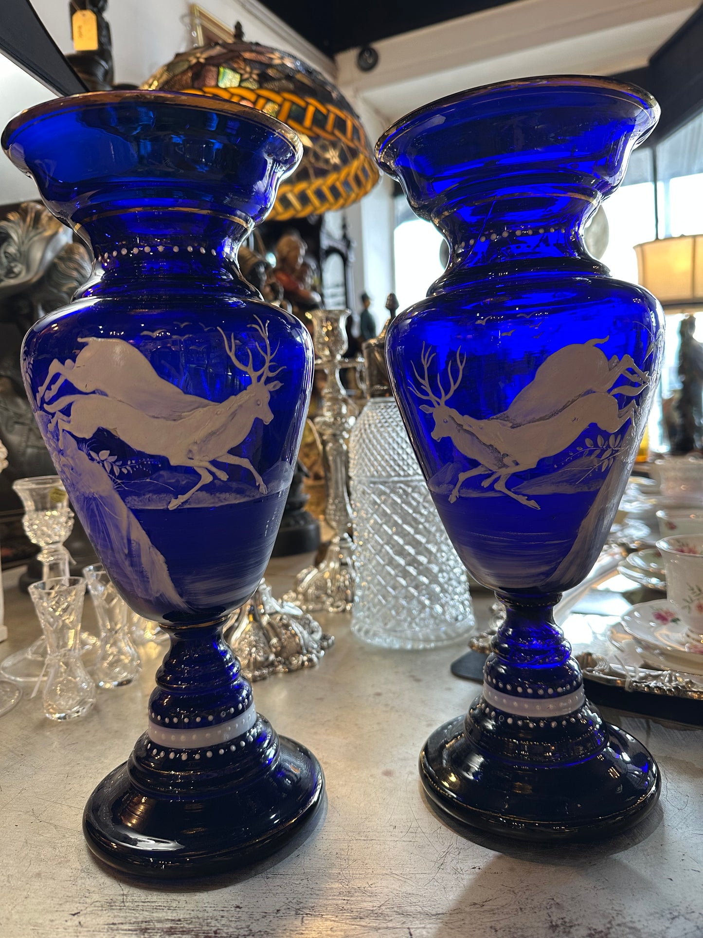 Antique Mary Gregory Vases (PAIR)