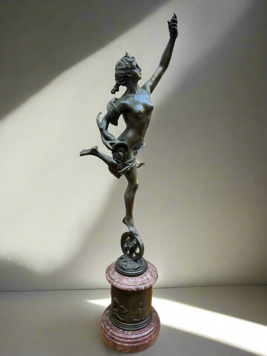 Bronze Statue, 85cm tall on Marble