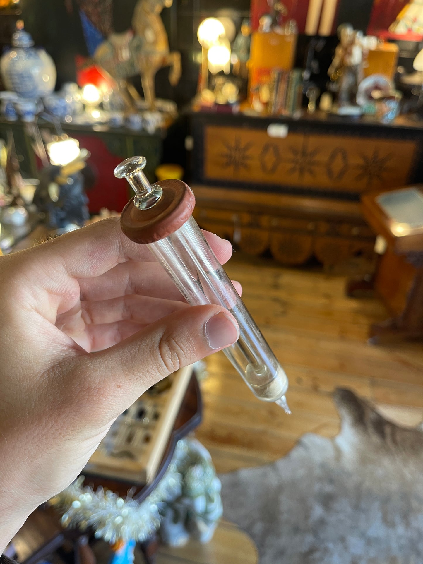 Vintage Glass Syringe in Original Box - 1 oz Male - Circa 1930s-1950s