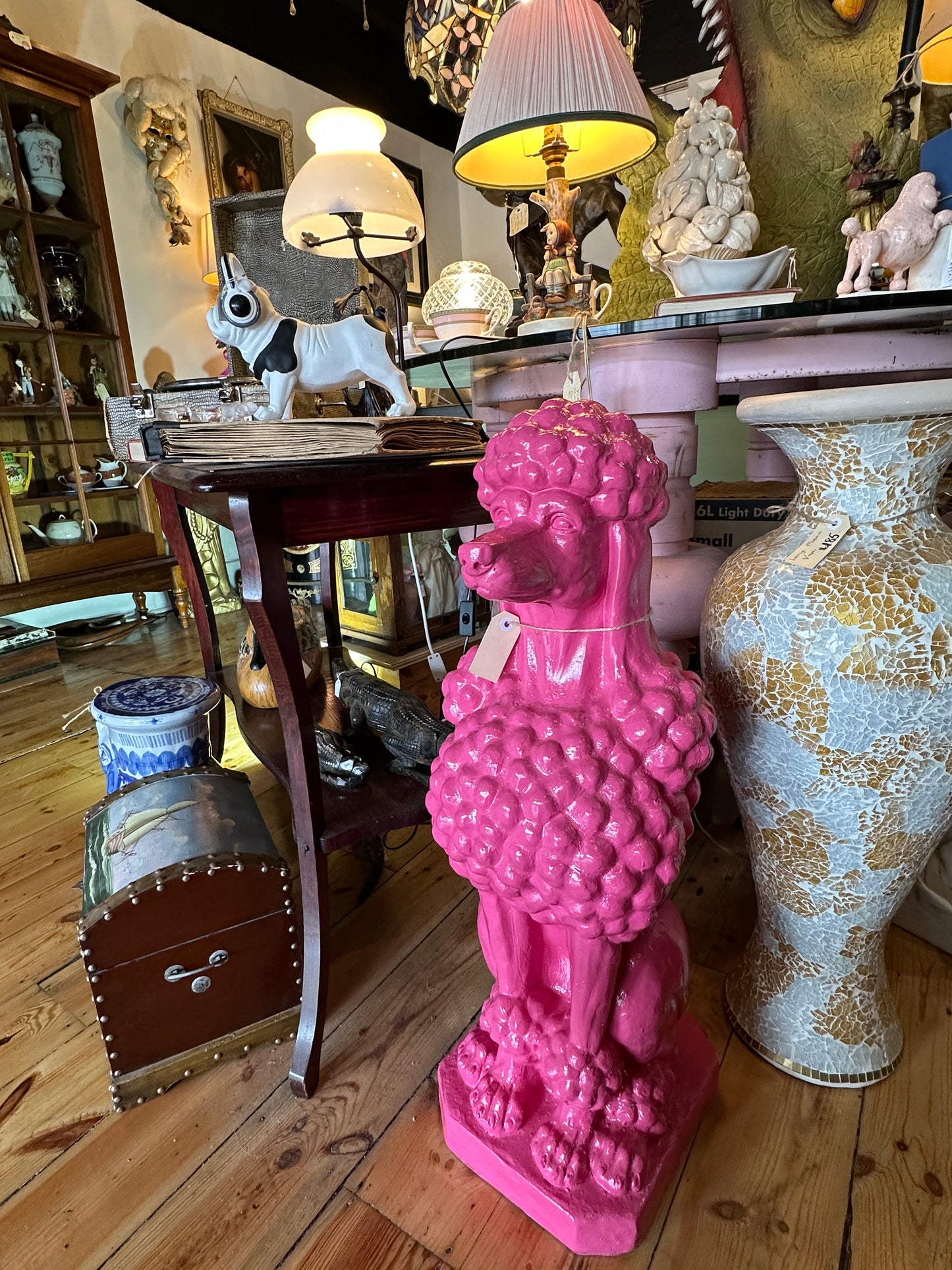 Bright Pink Poodle Statue (one available)