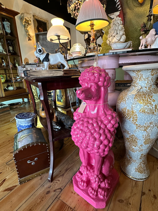 Bright Pink Poodle Statue (one available)