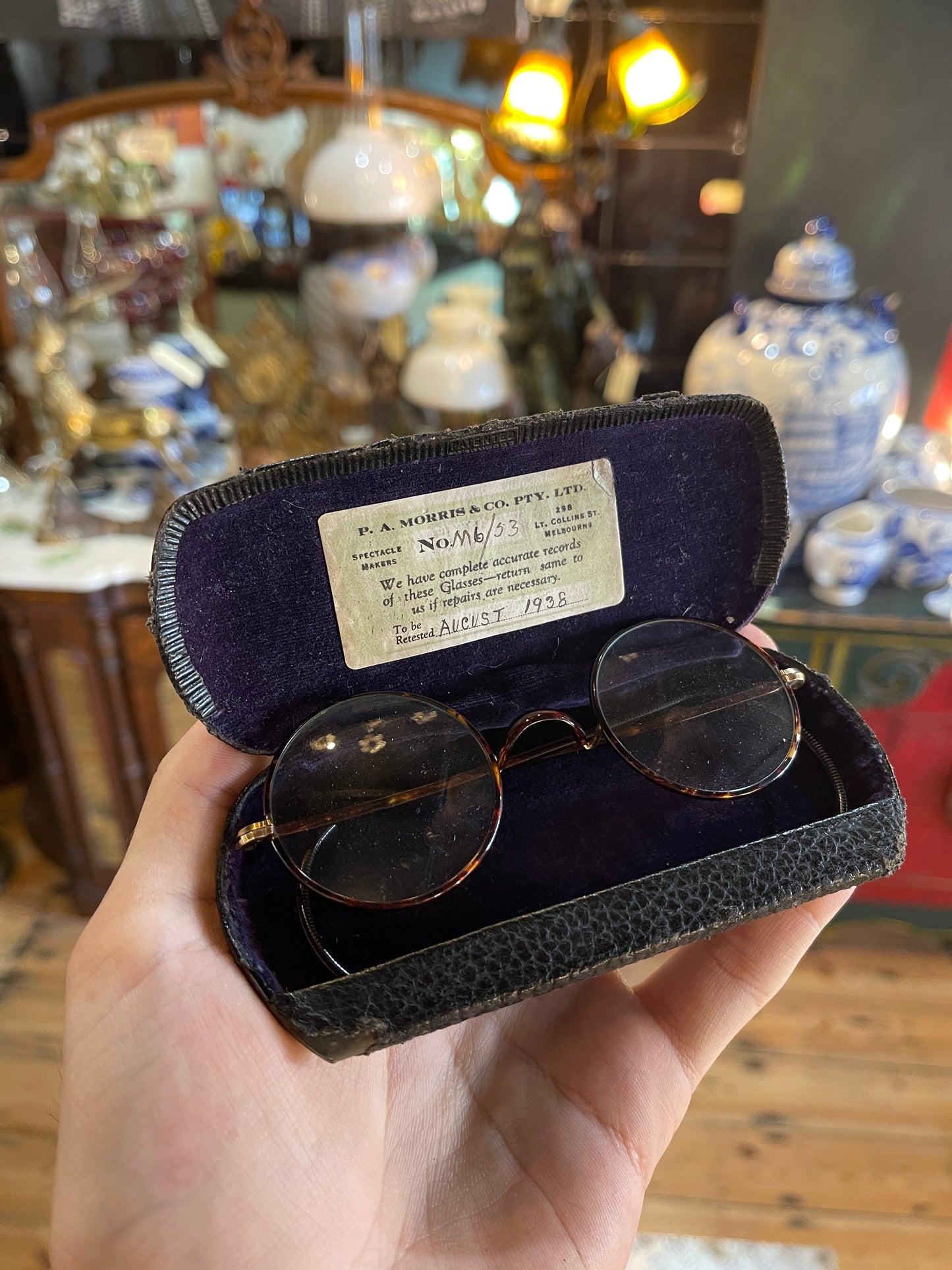 Antique Wire-Rimmed Glasses with Case c.1938 - Melbourne