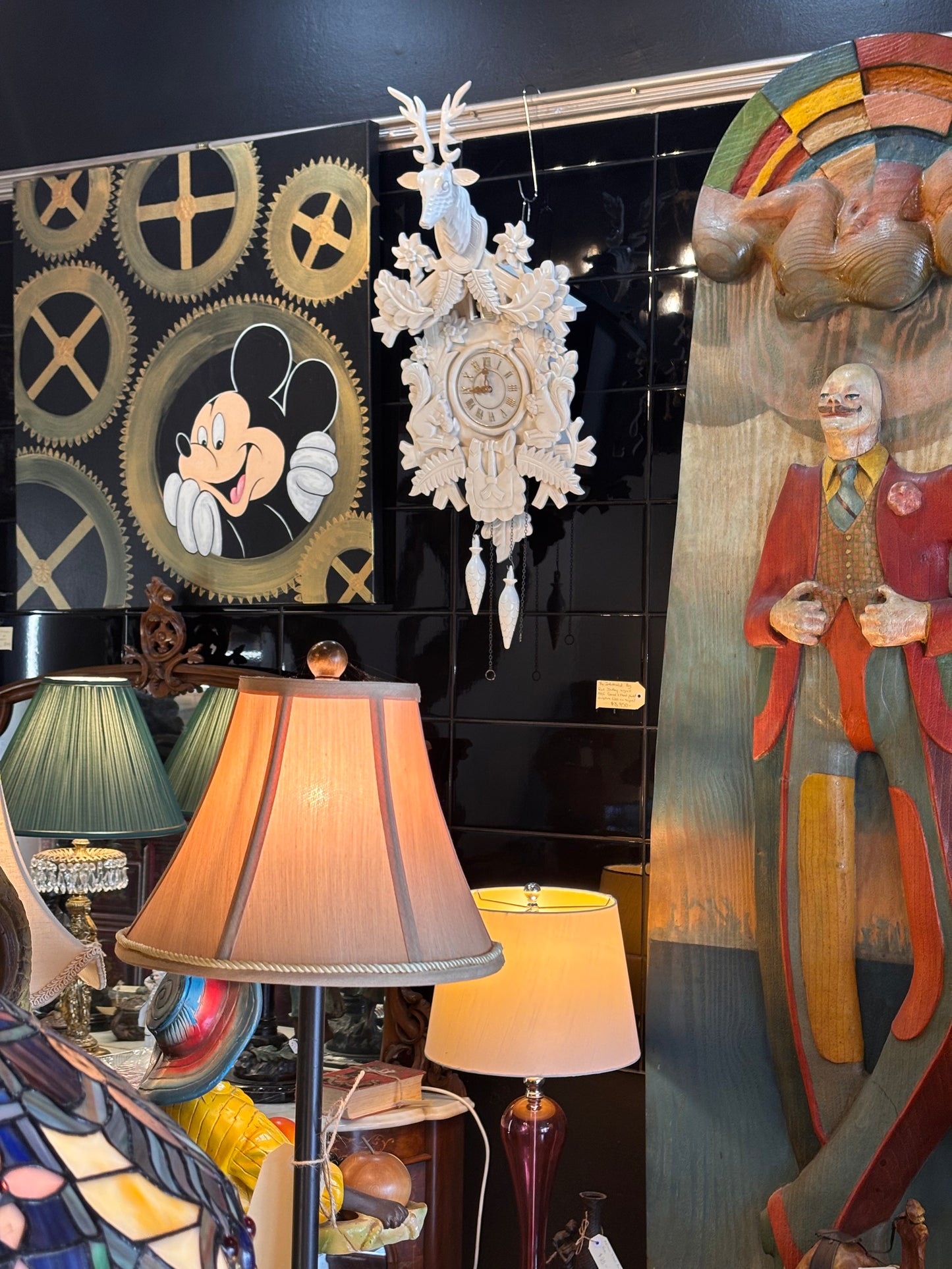 Large Modern Vintage White Stag Cuckoo Clock – Hand-Carved Chalet Style Wall Clock (approx 90 cm)