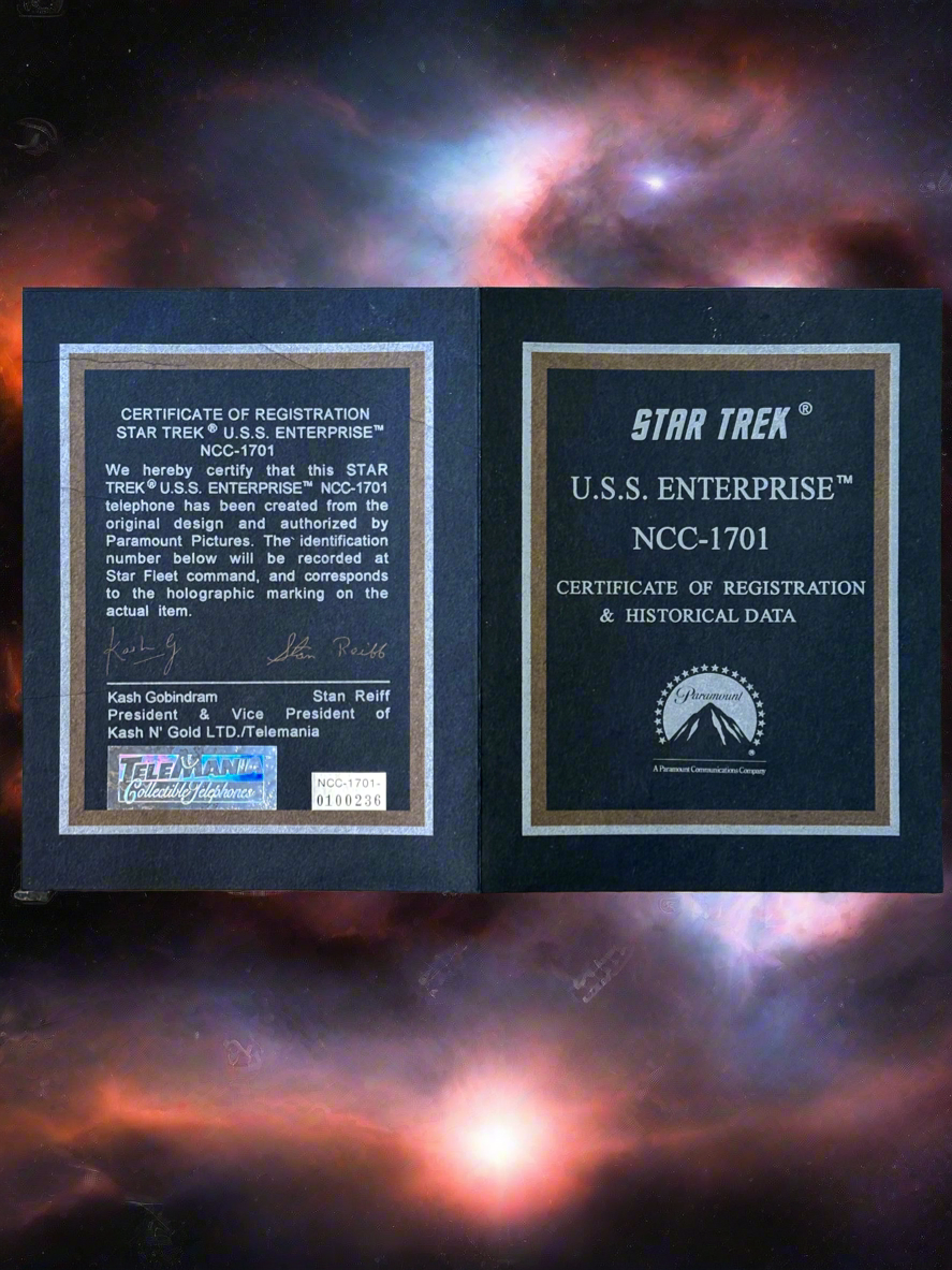 Rare Star Trek USS Enterprise NCC-1701 Phone with Certificate