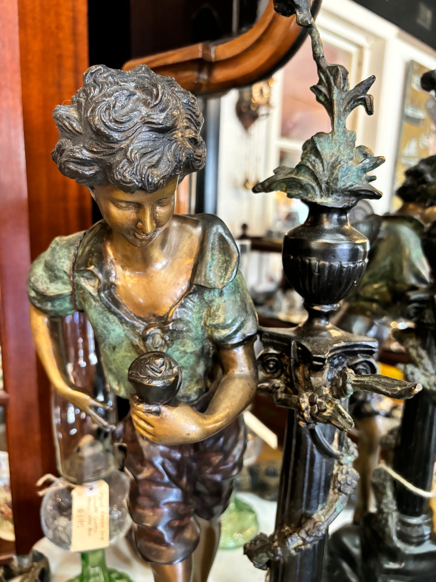 Large Bronze Sculptures on Marble Bases Statues