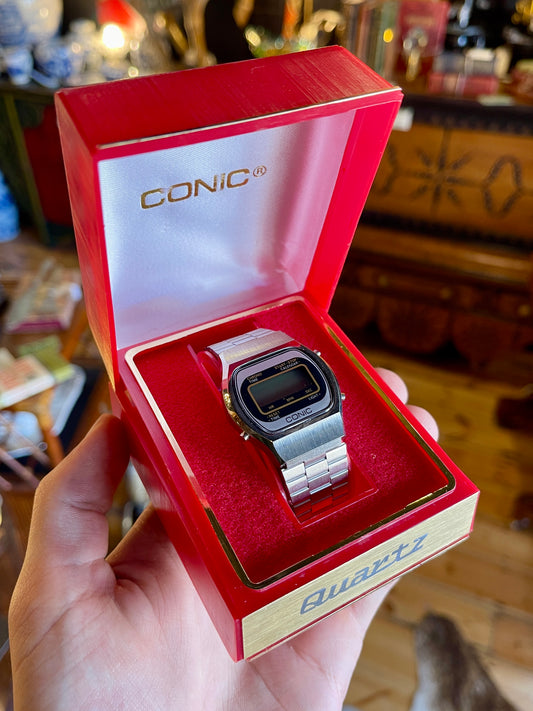 Vintage c.1970s Pristine Conic Digital Watch with Original Box