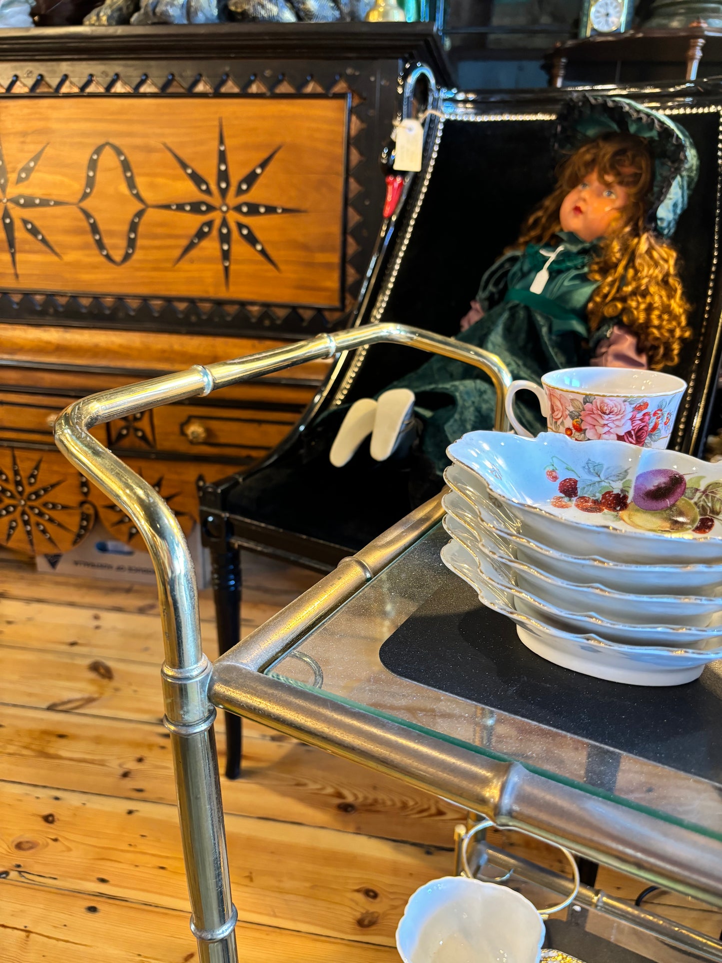 Elegant Brass Drinks Trolley