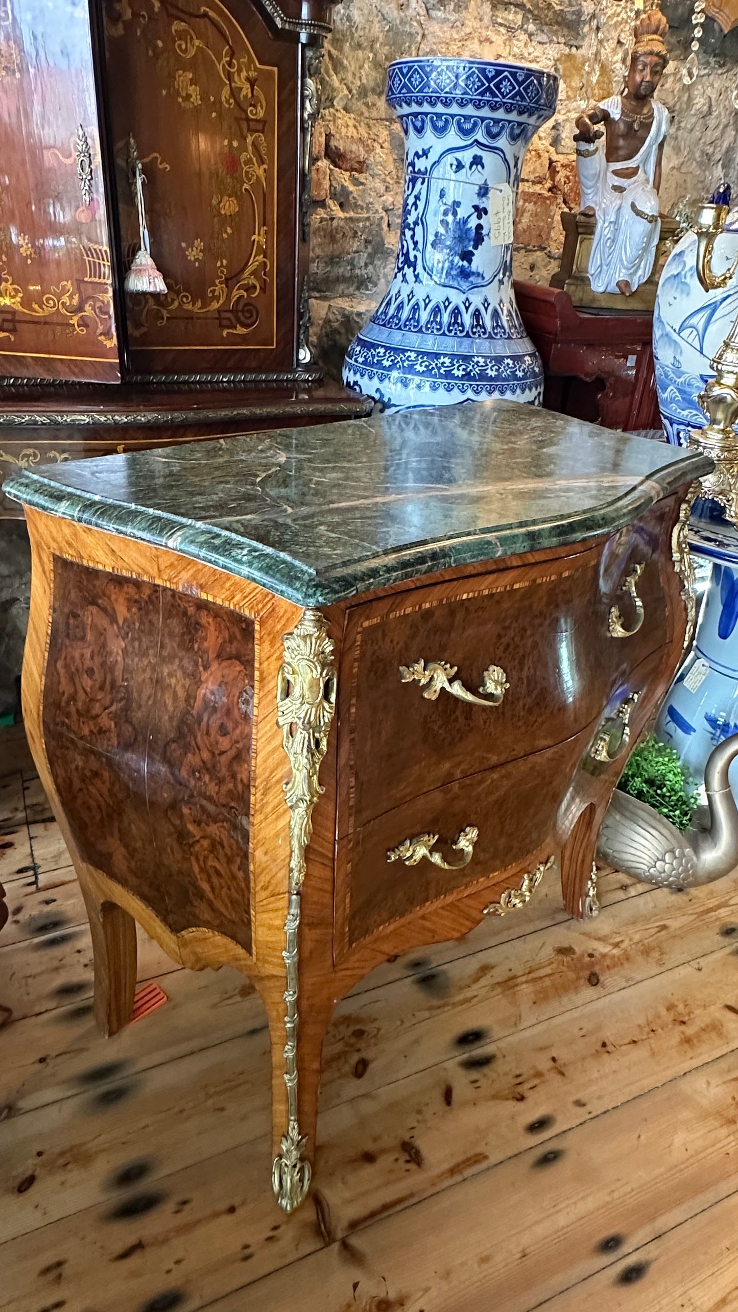Beautiful Louis XV style marble top commode with two drawers