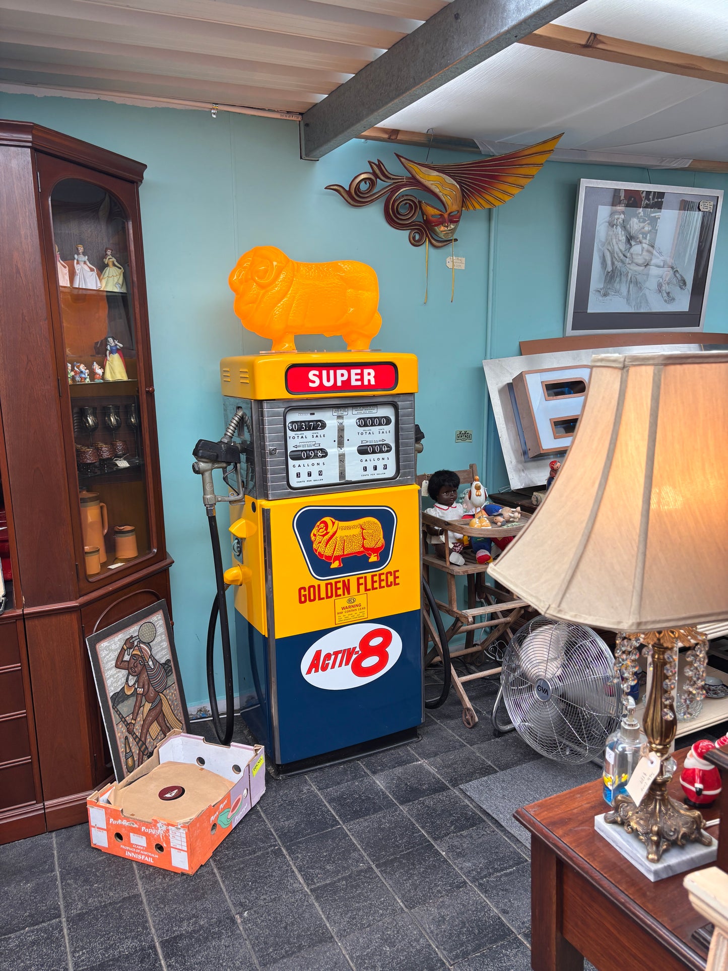 Vintage Wayne Golden Fleece Petrol Bowser Fridge – Rare Dual Hose Service Station Pump