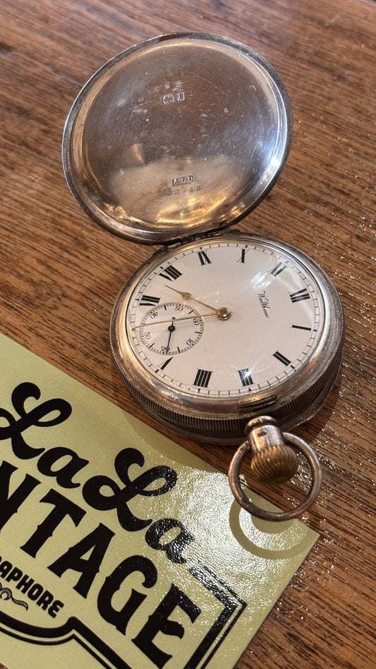 Antique 1918 Sterling Silver Waltham Pocket Watch – Engraved