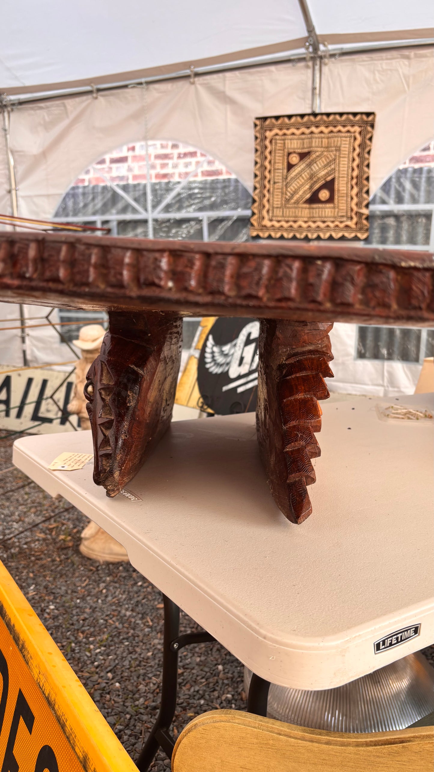 Vintage Papua New Guinea Crocodile Carved Coffee Table – Handcrafted Tribal Art