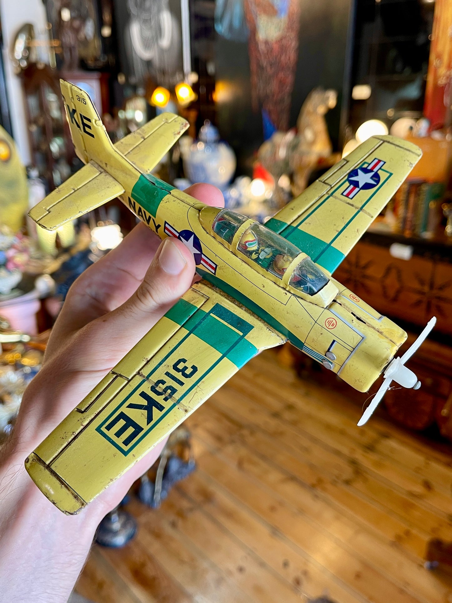 Vintage Tin Toy Navy Plane ATU-398 – Made in Japan – La La Vintage