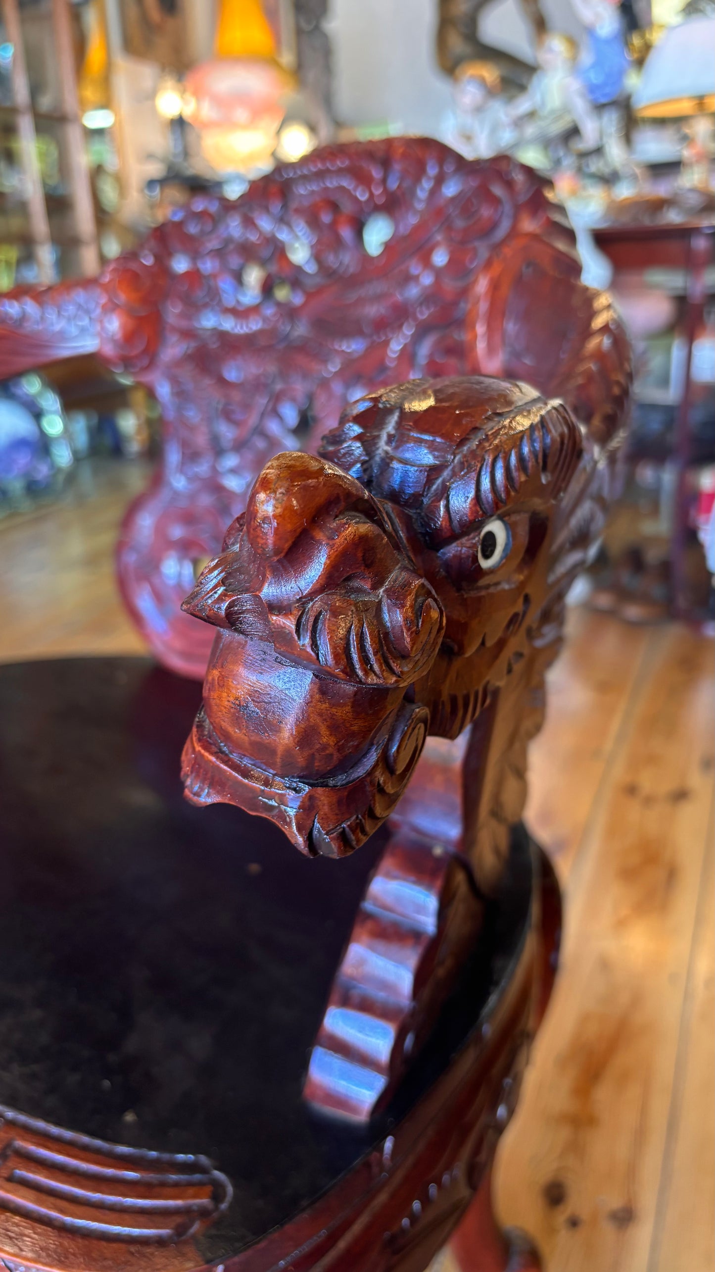 Antique Chinese Carved Dragon Throne Chair | Hand-Carved Hardwood Armchair