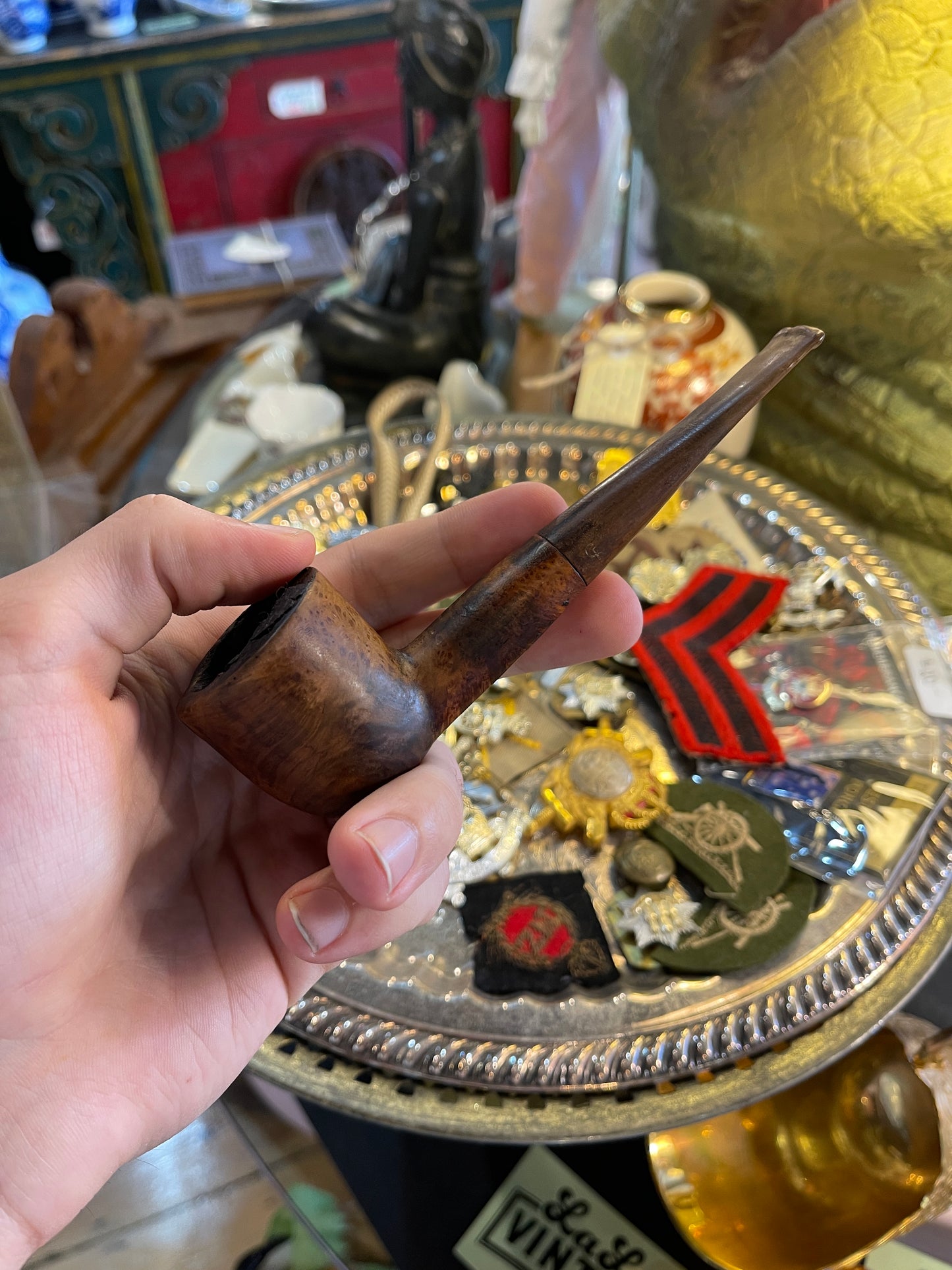 Vintage Unmarked Wooden Smoking Pipe – Classic Briar Design