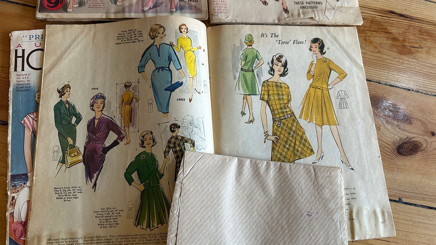 Vintage Australian Home
Journal magazines featuring knitwear and fashion patterns, $15 each