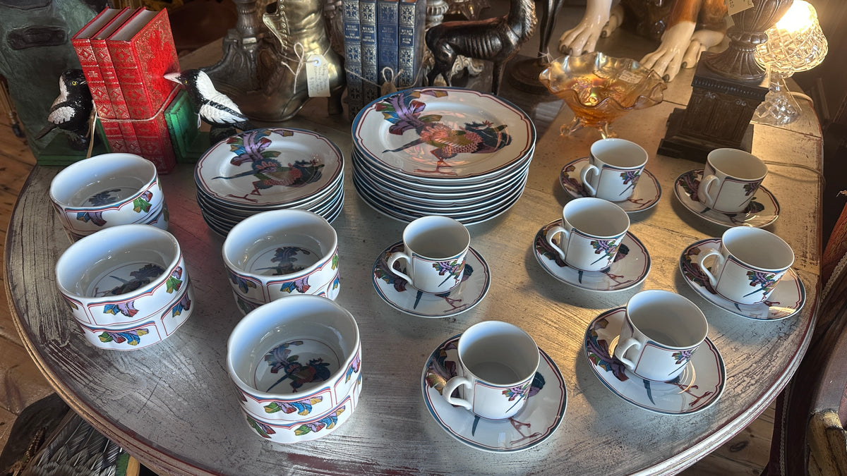 Vintage Georges Briard "Oriental Peacock" Dinnerware Set, Made in Japan