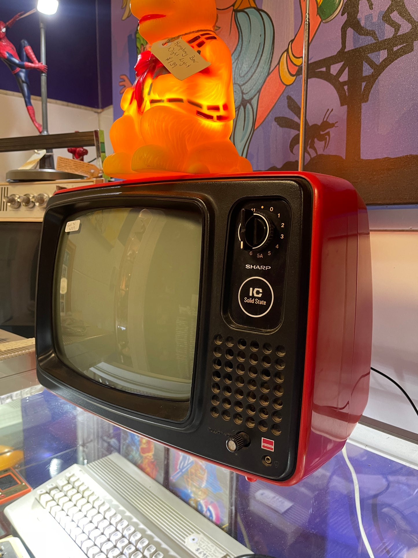 Vintage Red Sharp TV - Generic Untested c1970s