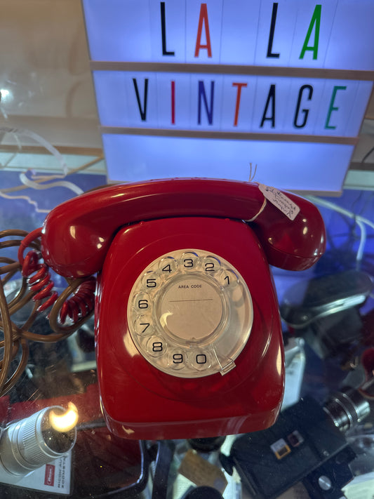 Vintage Red Rotary Phone, 1983