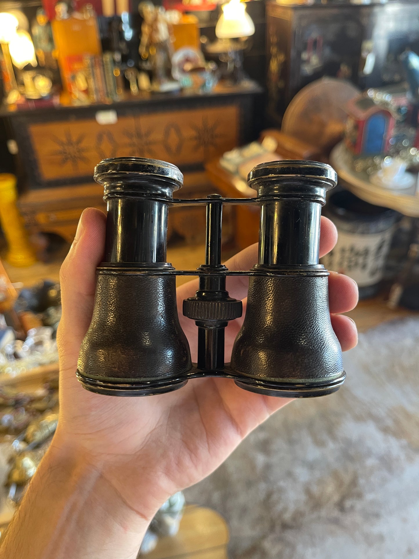 Antique Black Opera Glasses Binoculars with Leather Case – Circa 1900