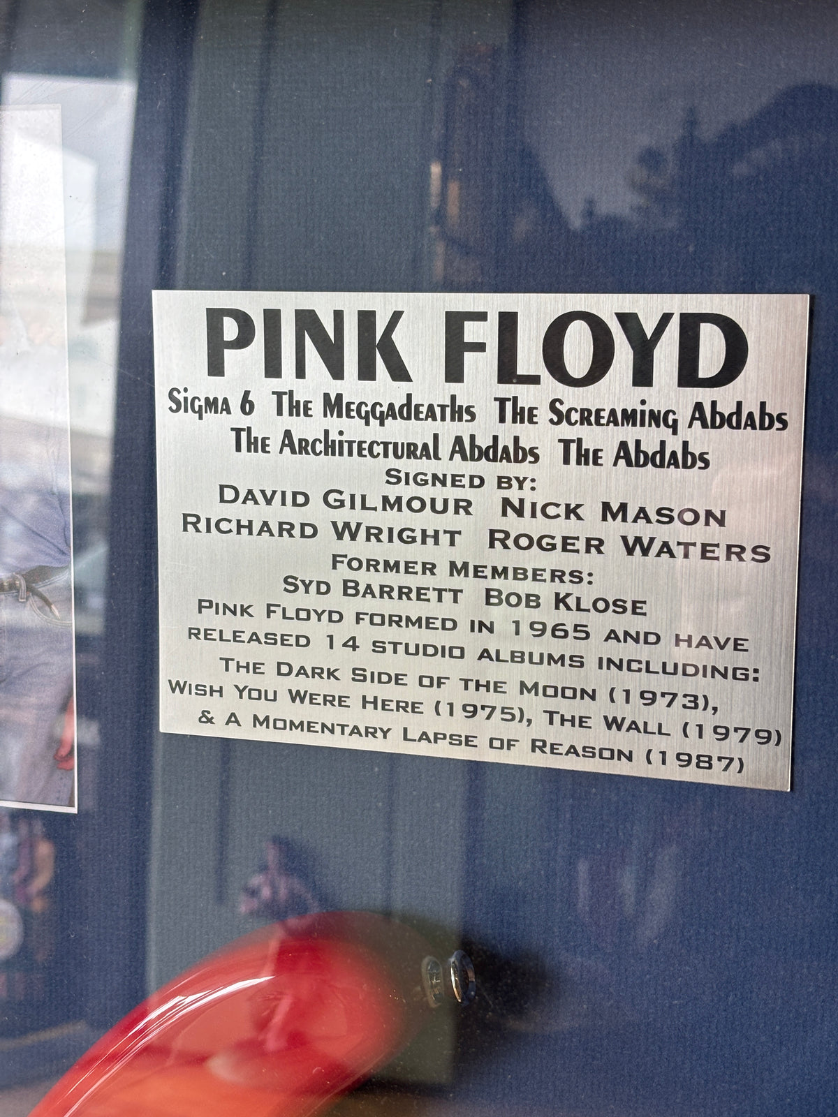 Pink Floyd Signed Guitar Display – Framed Squier Stratocaster with Dark Side of the Moon LP & COA | La La Vintage