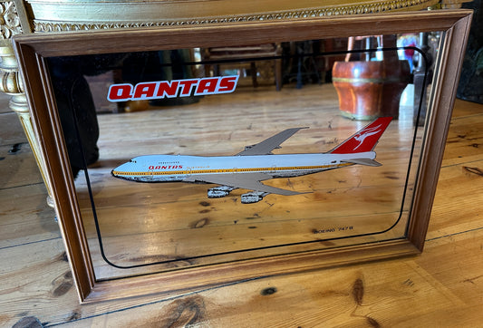 Vintage Qantas 747 Bar Mirror | Australian Aviation History & Collector’s Piece