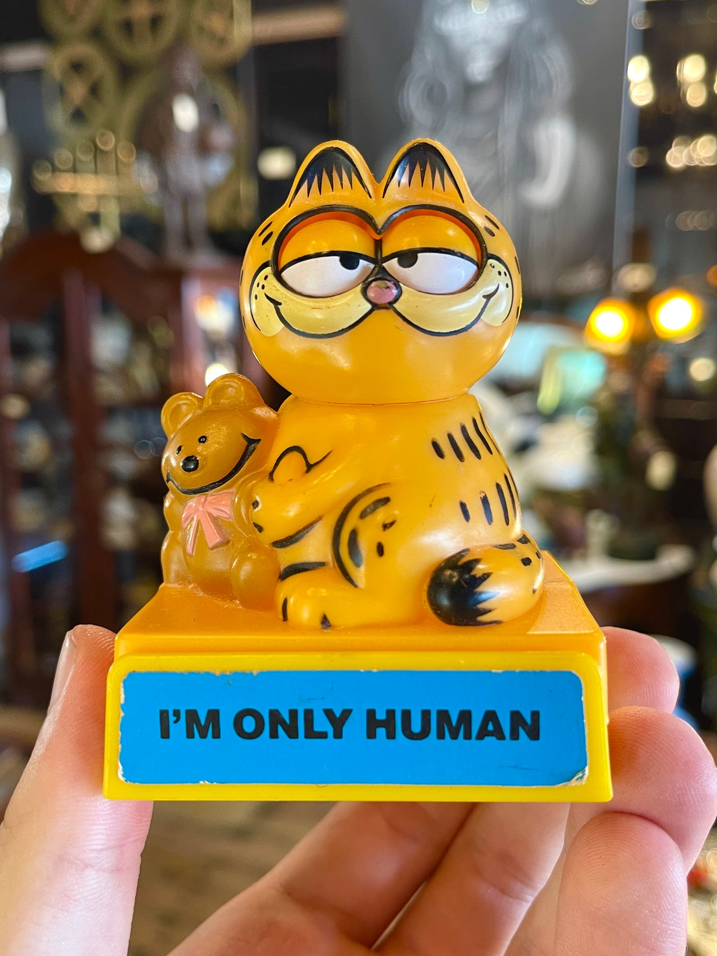 Vintage 1981 Blinking Eyes Garfield Toy - “I’m Only Human”